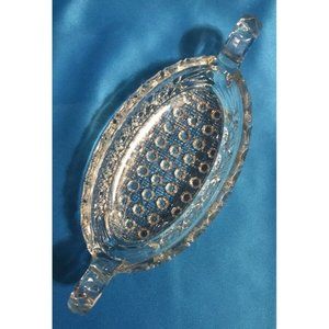 VINTAGE EAPG DAISY & BUTTON Two Handle Clear Glass Oval Relish Serving Dish 9”L